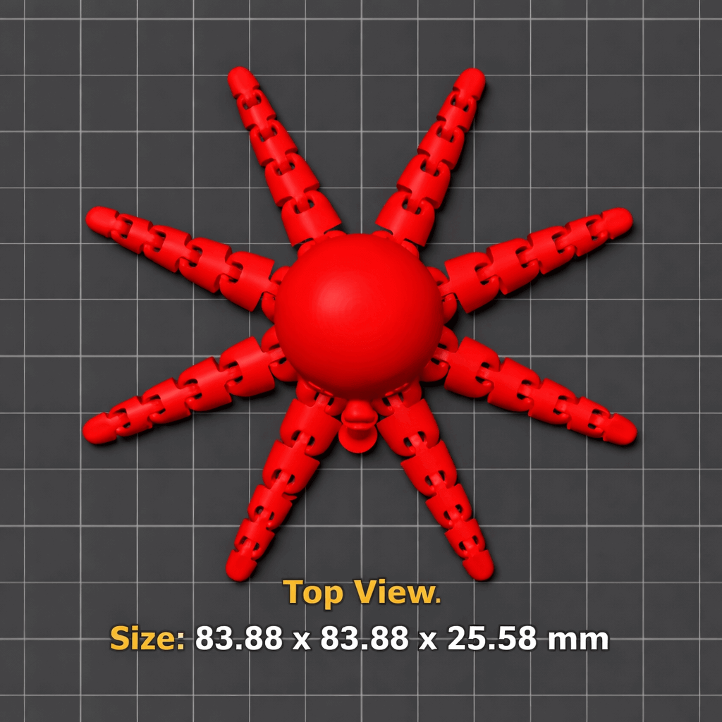 3d Printed flexible Octopus toy -Red