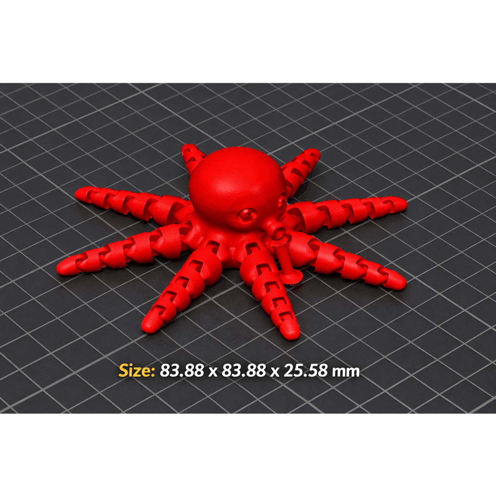 3d Printed flexible Octopus toy -Red